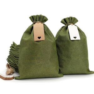 30 piezas por paquete, bolsa de regalo con cordón de lino, regalo de fiesta de boda, bolsa con cordón de lino con tarjetas de bricolaje - Product Image 2