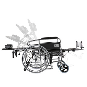 Fauteuil roulant inclinable à dossier haut, pliable, capacité de charge 100 kg, avec siège toilette pour personnes âgées, modèle poussette manuelle 9952 - Product Image 3