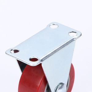 Red Fixed <b>Caster</b> <b>Wheel</b> 1.5 Inch Polyurethane Industrial Use Ball Bearing Firm Tread Wear Resistance - Product Image 1