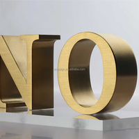Lettres de logo en acier inoxydable non éclairées, lettres 3D en acier inoxydable uni, lettres en métal massif, enseignes murales non éclairées