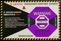 Indicateur d'impact Shockwatcher 37G violet, autocollant adhésif d'avertissement de choc, forme octogonale, option de logo personnalisé pour