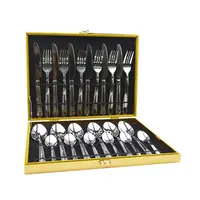 All'ingrosso coltello cucchiaio e forchetta set scatola di lusso 24 pz argento posate in acciaio inossidabile cutery set posate