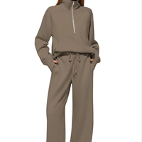 Ensemble de sport pour femmes de haute qualité, doux et agréable pour la peau, avec haut à demi-zip surdimensionné et pantalon