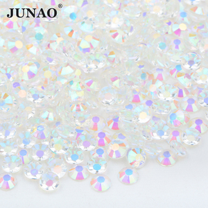 Junao พลอยเทียมคริสตัลทรงกลม2มม. 3มม. 6มม. 89สีเม็ดเพชรเรซินด้านหลังแบนใส AB สำหรับชุดเดรส - Product Image 2