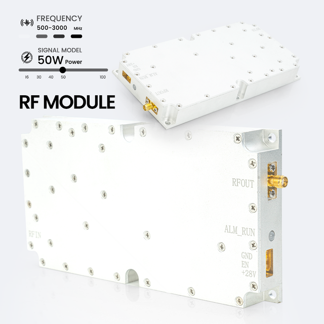 50W 500-3000MHz 2.4GHz Anti UAV Module Long Range UAV Module UAV Counter System RF Power Amplifier 100W Wideband UAV Module