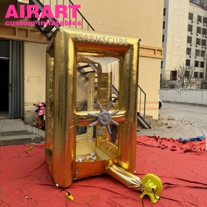 บูธแคชคิวบ์เป่าลม, บูธเครื่องจับเงินเป่าลม, เครื่องทอร์นาโดแคชเป่าลมสีชมพูสำหรับตกแต่งห้างสรรพสินค้า - Product Image 4