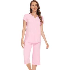 Pijamas de Viscosa de Bambú Suaves para Mujer, Conjunto de Capri de Manga Corta, Ropa de Dormir Cómoda, Tallas S-XXL, Venta al Por Mayor - Product Image 3