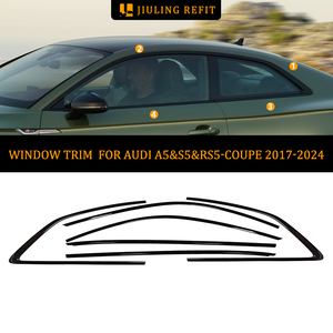 Wholesale Custom Stainless Steel Sporty <strong>Car</strong> <strong>Accessories</strong> Black Chrome Window Trim Strong Double-Sided Tape for Audi A5 S5 RS5 - Product Image 5