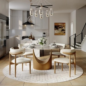 Luxury Dining Room Furniture Set <strong>Round</strong> Marble Sintered Stone Dining <strong>Tables</strong> and Chairs Home Furniture for Hotel Villa Outdoor Use - Product Image 1