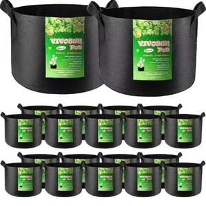Sac de plantation et de culture de légumes en tissu non tissé respirant et biodégradable, noir, avec poignées, pour le jardinage transfrontalier - Product Image 1