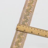 Ruban en dentelle cordonnée à paillettes dorées de 4 cm de largeur, dentelle brodée à la main, bordure de dentelle pour rideaux, code-barres pour la décoration des vêtements