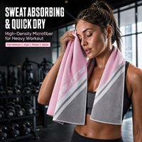 Serviette de sport Eastsunshine personnalisée avec logo, en microfibre à séchage rapide, tricotée en trame, rose et gris, bicolore, pour la gym et le fitness