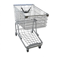Chariot de courses en fil d'acier pour la vente en gros et au détail, utilisation en supermarché, structure en maille de qualité supérieure, protection contre la corrosion par galvanisation