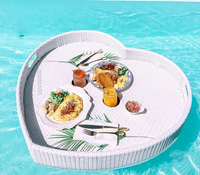 Table flottante moderne en rotin en forme de cœur pour piscine, idéale pour appartements, hôtels, parcs, villas et piscines – Mobilier d'extérieur