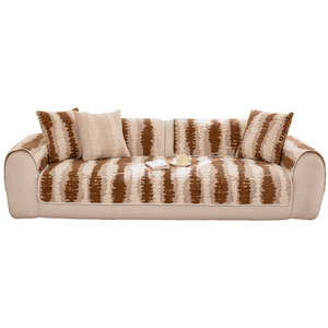 Pet <b>Sofa</b> Cushion Soft Cotton Plush 90-140cm Non-Slip Stripe Pattern Modular <b>Sofa</b> <b>Cover</b> Autumn Winter Use - Product Image 4