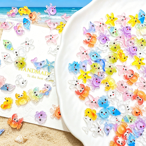50 pièces de breloques pour ongles sur le thème des animaux marins, en résine 3D, étoiles de mer, crabes, dauphins, accessoires pour nail art, perles, décorations pour manucure - Product Image 4