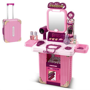 Portable 3-in-1 Suitcase for Girls Makeup Play Toy Set Beauty Salon Carry Case Dresser <strong>Kit</strong> for Children's Pretend Play Beauty - Product Image 6