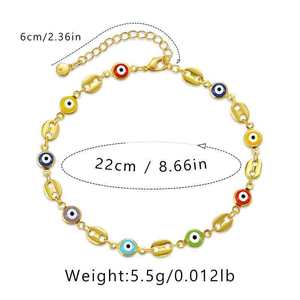 Chaîne <span class=keywords><strong>de</strong></span> <span class=keywords><strong>cheville</strong></span> réglable en alliage <span class=keywords><strong>de</strong></span> cuivre plaqué or 18 carats, maillons multicolores en forme <span class=keywords><strong>de</strong></span> grains <span class=keywords><strong>de</strong></span> café, bijou <span class=keywords><strong>de</strong></span> pied bohème porte-bonheur pour femme, cadeau idéal pour la plage - Product Image 6