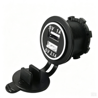 Prise double 12V 24V à charge rapide pour voiture, panneau de charge rapide 3.1A USB-A, lumière LED blanche, prise de charge rapide marine, prise étanche