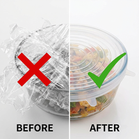 12 couvercles extensibles en silicone écologiques réutilisables pour le stockage des aliments - 6 tailles différentes (2 ensembles) - Couvercles élastiques pour bols de cuisine