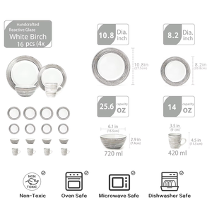 Juego de Vajilla de Cerámica Tipo Piedra, Tazón Plano Opal, Resistente al Calor del Microondas, para Sopa y Ensalada - Product Image 5