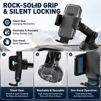 Support de téléphone universel carré pour voiture, fixation par ventouse sur tableau de bord, rotation stable à 360 degrés, grand clip, navigation GPS pour l'intérieur de la voiture
