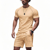 Ensemble de survêtement d'été 2 pièces pour homme, t-shirt décontracté à manches courtes en tissu léger de qualité supérieure et short cargo à cordon de serrage