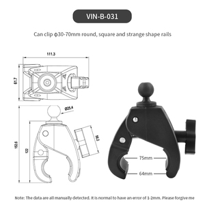 VINmounts 1 Inch Ball Heavy Duty Quick Release Extra-Large Mouth Claw Clamp Mount for 1.18-2.76 Inch Tubes RAM Compatible - Product Image 2