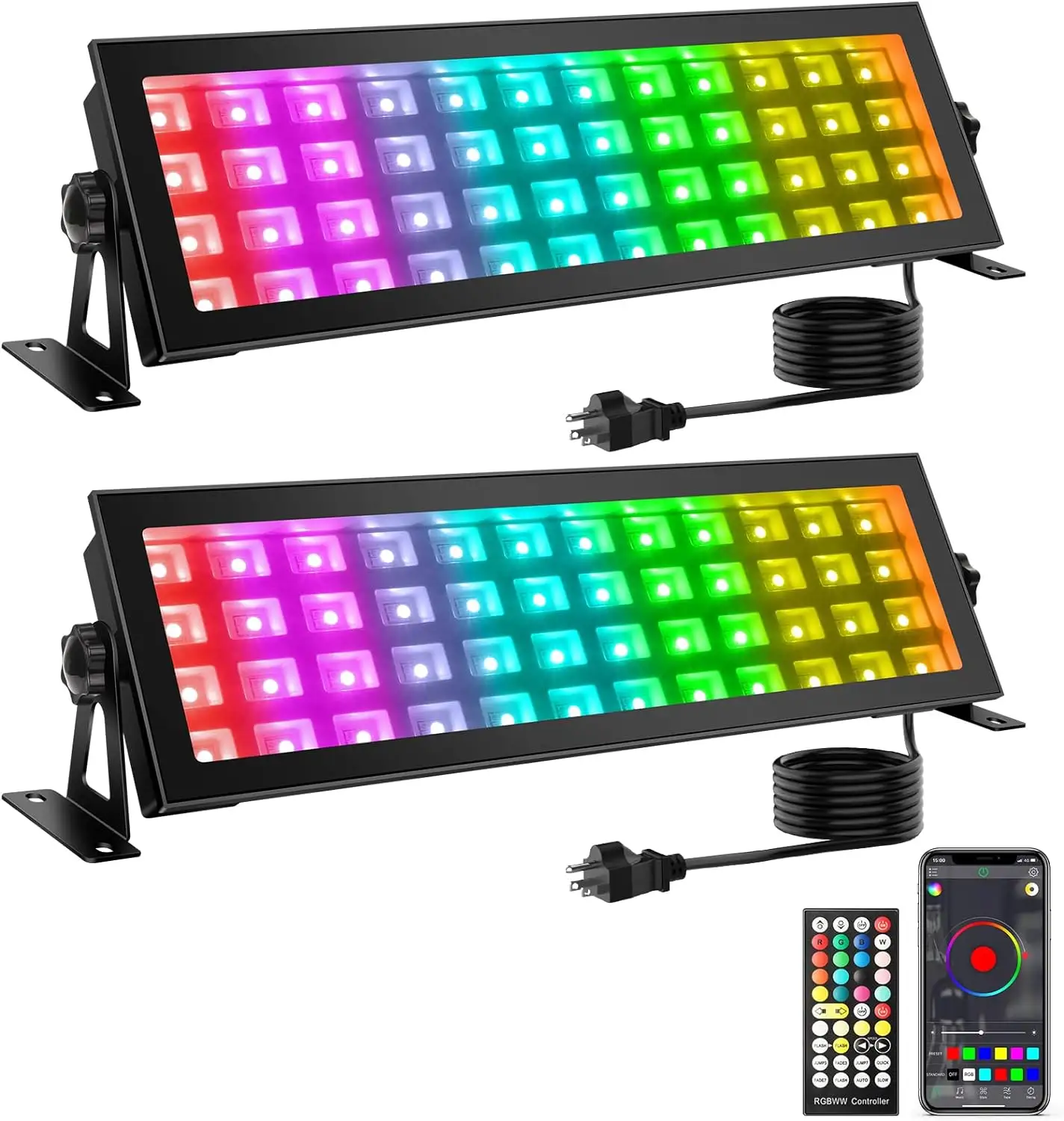 Barre de lumière LED 96W RGBCW pour DJ Barre lumineuse IP66 étanche à changement de couleur pour extérieur intérieur mariage Disco