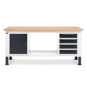 Fami WORK2005 Établi réglable de 200cm avec plateau en bois bicolore, armoire et 4 tiroirs - Product Image 2