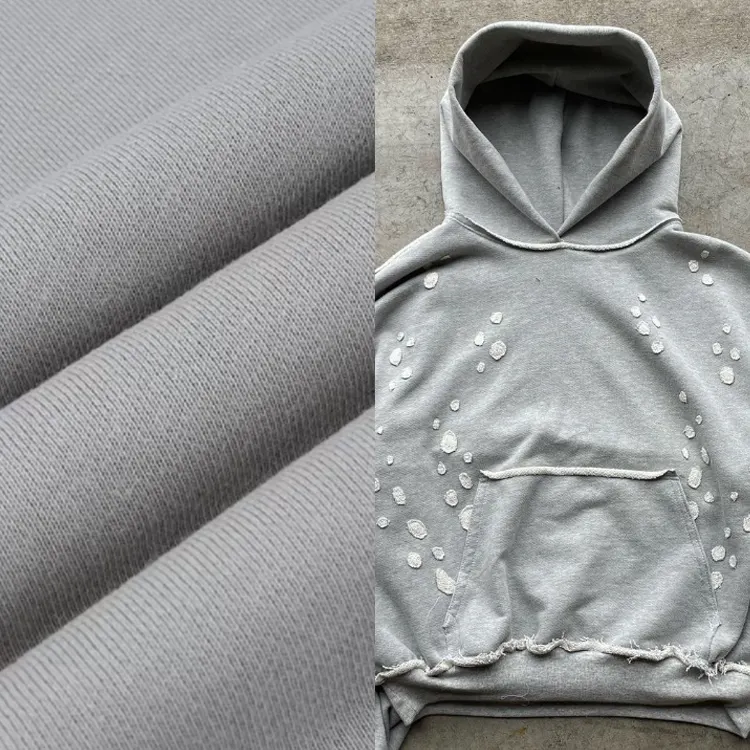 Customized manufacturer cotton fleece winter 400 gsm heavy weight hoodie material sweatshirt 87 cotton 13 polyester fabric