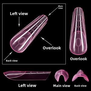 120 Tips/Doos Aangepast Logo Roze Dubbele Nagelvormen Tips Voor Nagels Professionele Papierloze Franse Dubbele Nagelvormen - Product Image 2