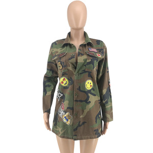 Vestes et manteaux pour femmes tendance, style camouflage, broderies, poches, streetwear - Product Image 2