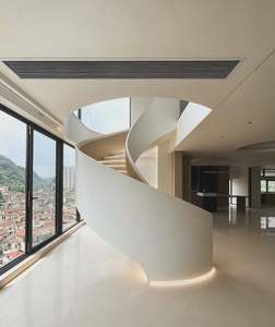 Escalier en marbre courbé de luxe <span class=keywords><strong>Helico</strong></span> avec éclairage LED à capteur de Foshan - Product Image 3