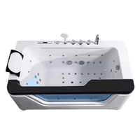 Baignoire Spa Rectangulaire Autoportante Villa avec Hydromassage à Air, 8 Jets, Drainage à Double Jupe, en Acrylique, pour 2 Personnes
