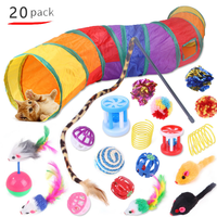 Ensemble de jouets interactifs pour chat : tunnel, balles à clochettes, baguettes à plumes, tubes de jeu pliables, accessoires amusants pour l'entraînement des chatons