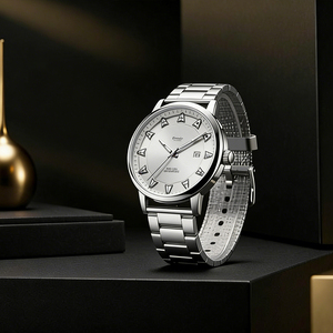 Relojes de Hombre con Logotipo Personalizado, Reloj de Lujo de Cuarzo para Hombre, Diseño Clásico, Correa de Acero Inoxidable, Resistente al Agua - Product Image 4