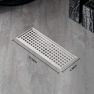 Drain de douche linéaire moderne 12x4 pouces, grille amovible, or brossé, acier inoxydable 304, drain de sol rectangulaire pour hôpital - Product Image 2