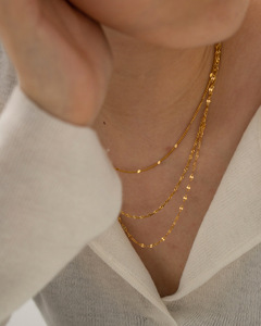 Collar de 3 capas de acero inoxidable para mujer, chapado en oro de 18K, resistente al agua - Product Image 4