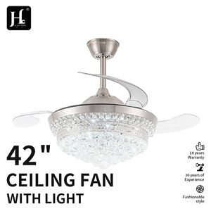Ventilateur de plafond moderne à LED de 42 pouces avec moteur DC, 6 vitesses, profil bas, lustre en cristal de luxe avec télécommande - Product Image 2
