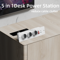 Multiprise encastrable de bureau avec 3 prises CA, ports USB-A et USB-C, interrupteur et protection contre les surcharges pour mobilier de bureau
