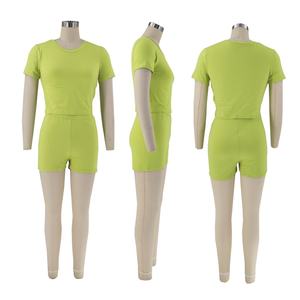 Viviblook ASST78 Ensemble deux pièces d'été pour femmes, couleur unie, décontracté, short et motard Ensemble 2 pièces pour femmes - Product Image 4