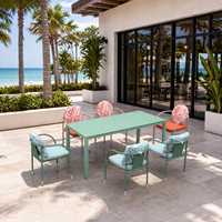 Ensemble de salle à manger extérieur en aluminium pour hôtel, table de jardin imperméable et 6 chaises, mobilier de patio pour projets hôteliers