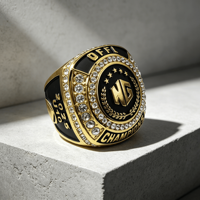 Eleganter Neuer Klassischer Hochwertiger Kreativer Grauer Maßgefertigter Ring Moissanit Football-Meisterschaftsringe