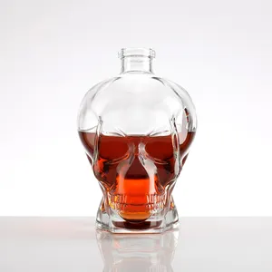 Skull Head Shape Transparent Wine Bottle 750ml For Home Bar