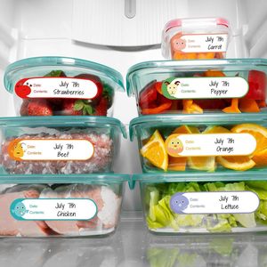 Etiquetas personalizadas para biberones con espacio para escribir, para almacenamiento de leche, etiquetas para recipientes de alimentos de cocina, diseño de dibujos animados, papel libre de BPA - Product Image 4
