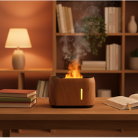 Diffuseur d'aromathérapie ultrasonique à flamme électrique, humidificateur d'huiles essentielles en plastique, capacité 0,5-2,0 L, fonctionnement silencieux 35 dB pour
