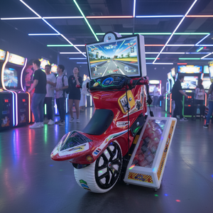 FEZA Machine de jeu d'arcade de course de moto électrique rouge, à monnayeur, en acrylique, avec batterie rechargeable et éclairage clignotant en anglais - Product Image 3