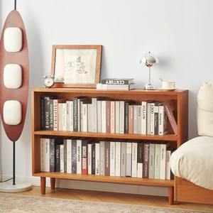 Librería de pie de madera maciza de cerezo estilo nórdico con puertas de vidrio y gabinete de almacenamiento para el hogar, oficina o sala de estar. - Product Image 4