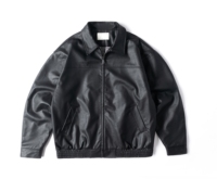Veste d'hiver réversible imperméable en cuir et denim pour homme SEED CLUB, col carré zippé, style streetwear, coupe ample, éco-responsable, ODM